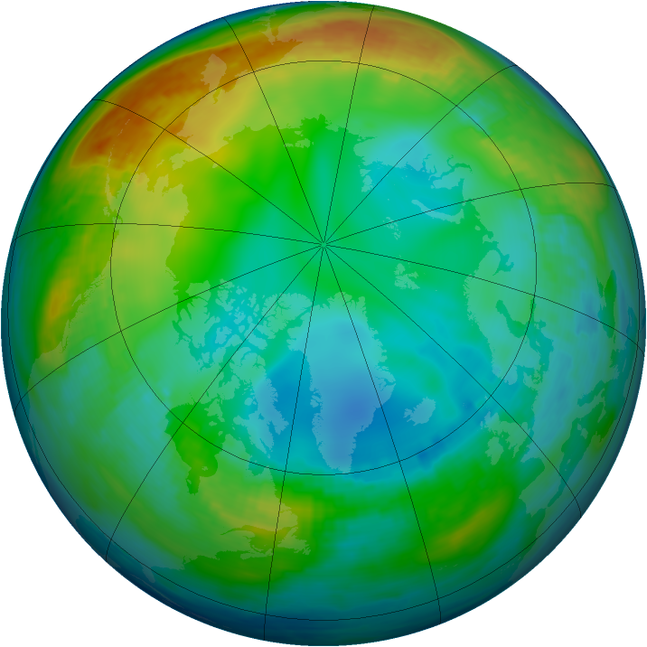 Arctic ozone map for 07 December 1985
